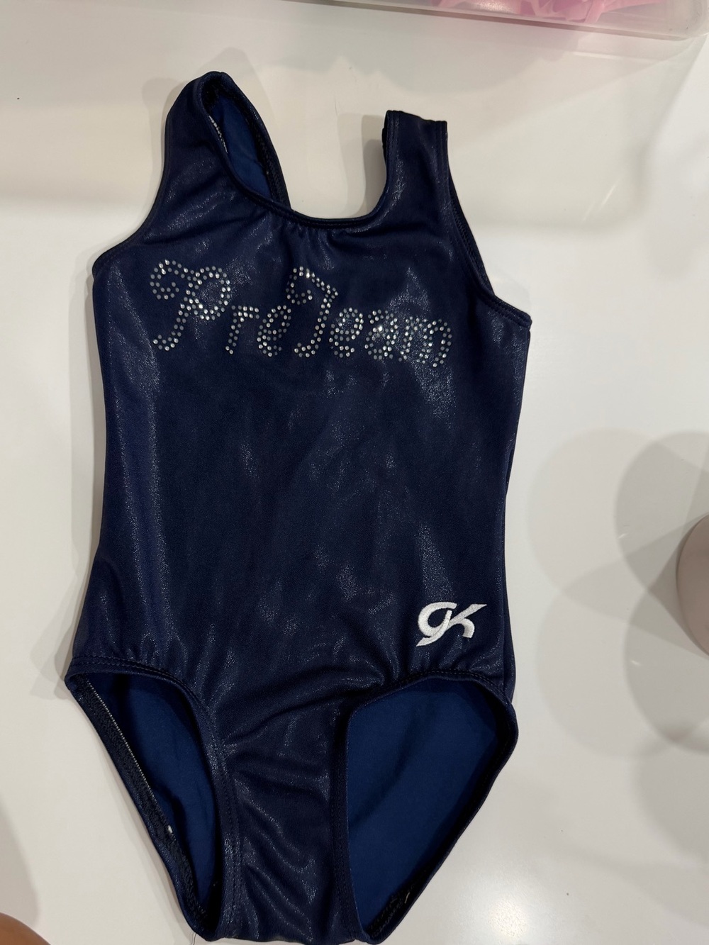 GK Elite Navy Metallic 'PreTeam' Gymnastics Leotard